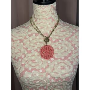 EUC Zenzii Resin/Acrylic Just Scroll with it Statement Necklace Hot Pink